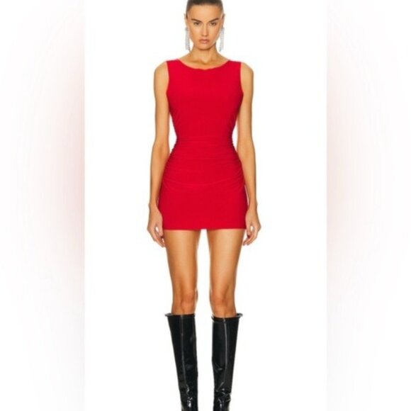 NWT Norma Kamali Sleeveless Pickleball Mini Dress in Tiger Red NEW FWRD - Picture 1 of 9